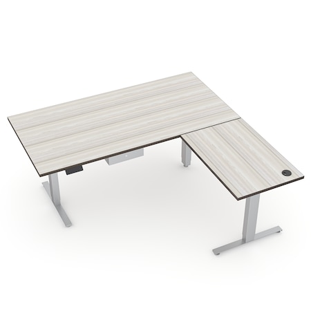 Quantum Sit-Stand Desk Series 6'x6' L-Shaped Adjustable Electric Sit-Stand Desk with lock box in Sea Salt, mfgd w/Board Work Top CY-QNT_L36-6x6